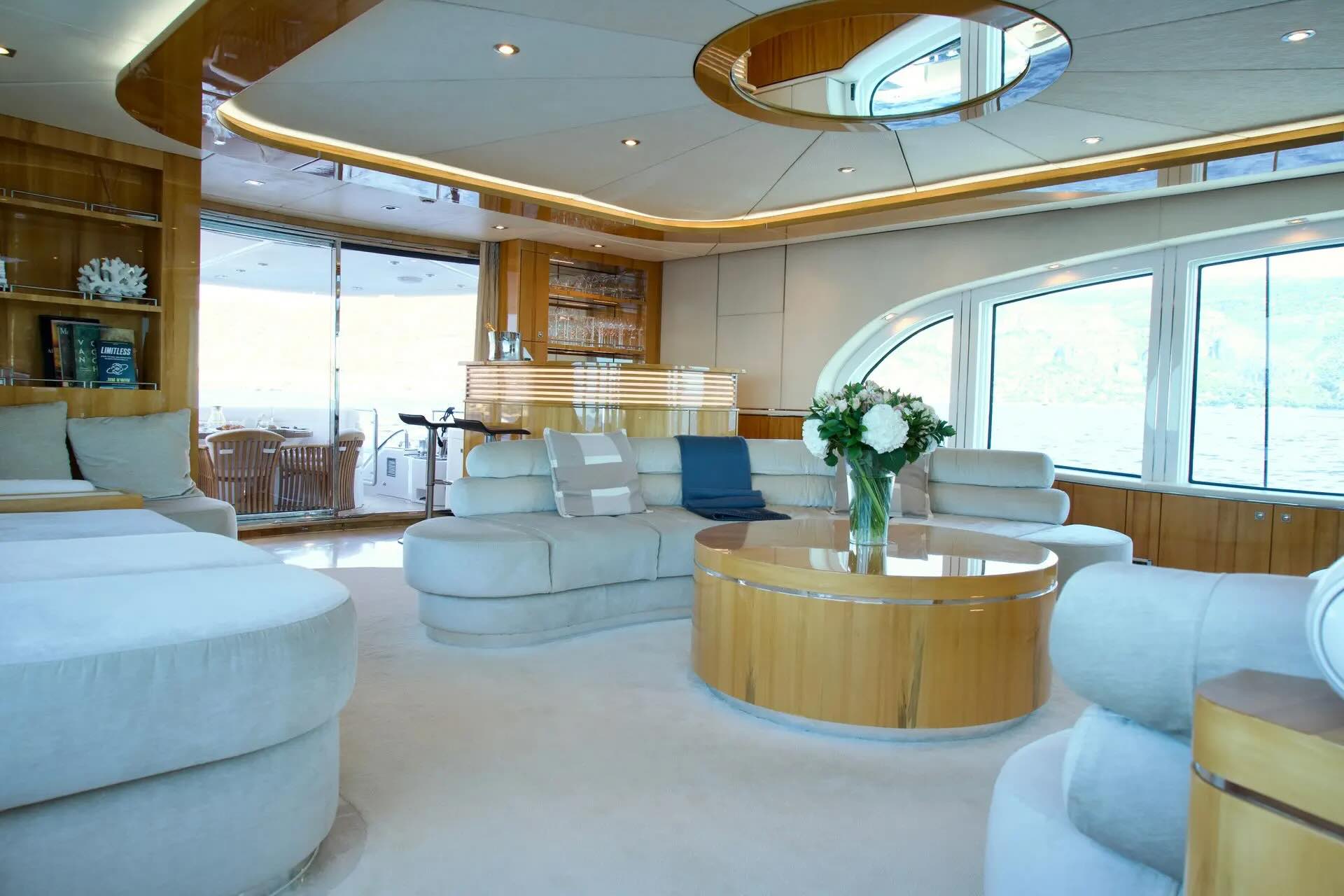 Light-filled main salon aboard SEA BREEZE ONE